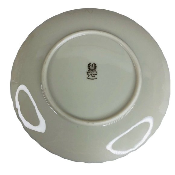 2 Lenox China Musette Salad Dessert Plates 7 7/8” Platinum Trim F507 VTG USA - Picture 5 of 7